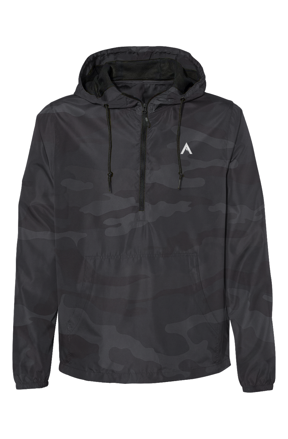 Black Camo Pullover Windbreaker
